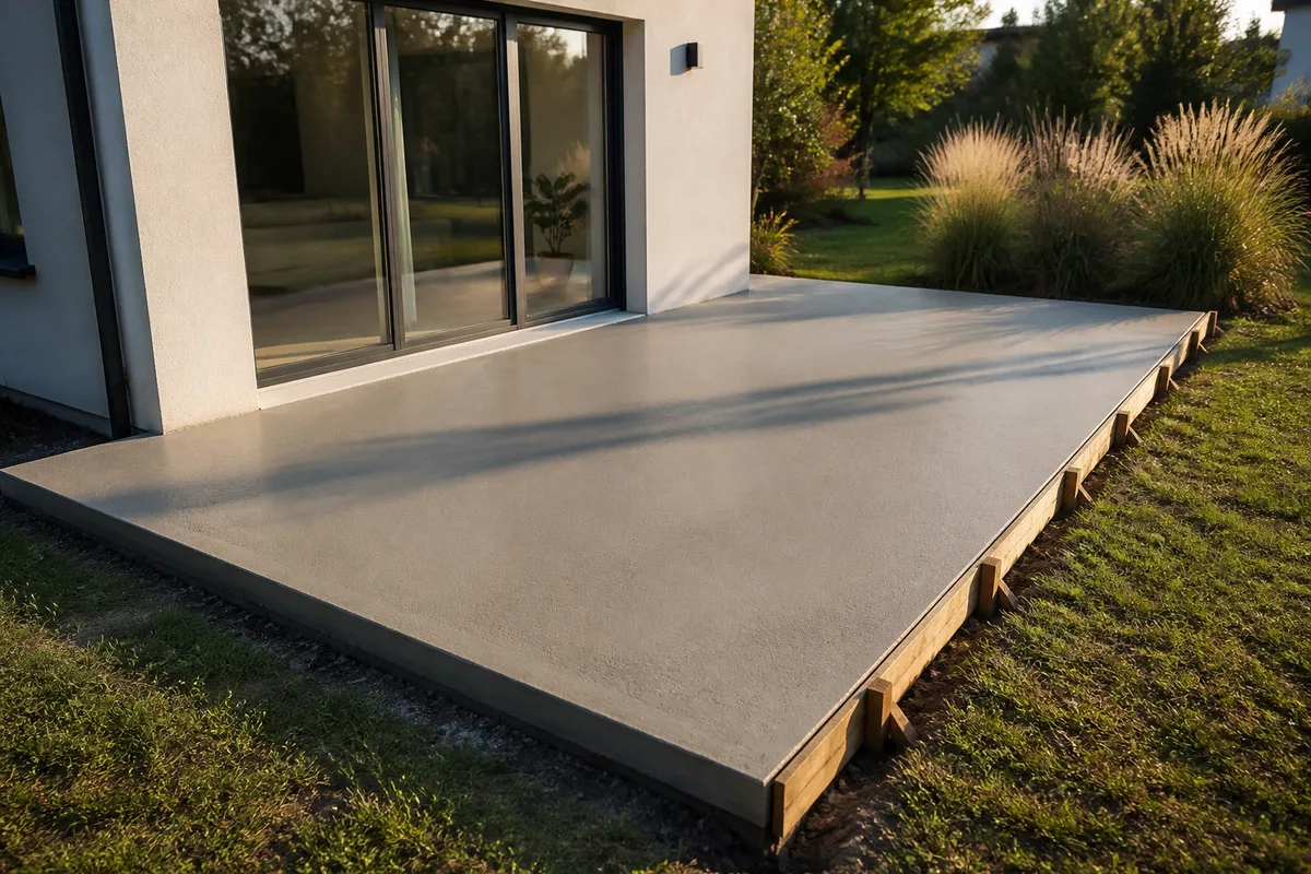 Dalle terrasse béton : épaisseur, dosage et pose
